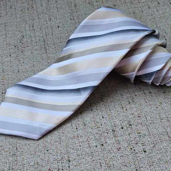 Geoffrey Beene Men Tie Multi Color Striped Necktie 100% Silk Classic Tie - Picture 4 of 11